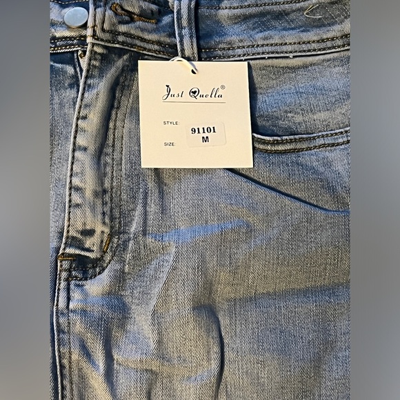 Just Quella Women's High Waisted Jean Skirt Fringed Slim Fit Denim Mini Skirt - Picture 9 of 14